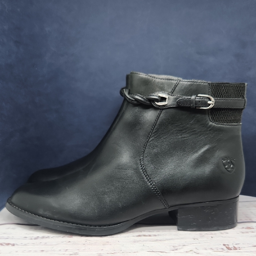 Ariat Black Leather Ankle Booties with Braided Strap